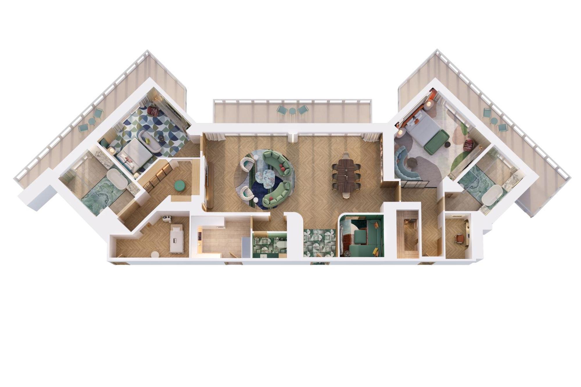 Pier Sixty-Six Hotel Fort Lauderdale Exterior photo 3D floor plan of a typical apartment